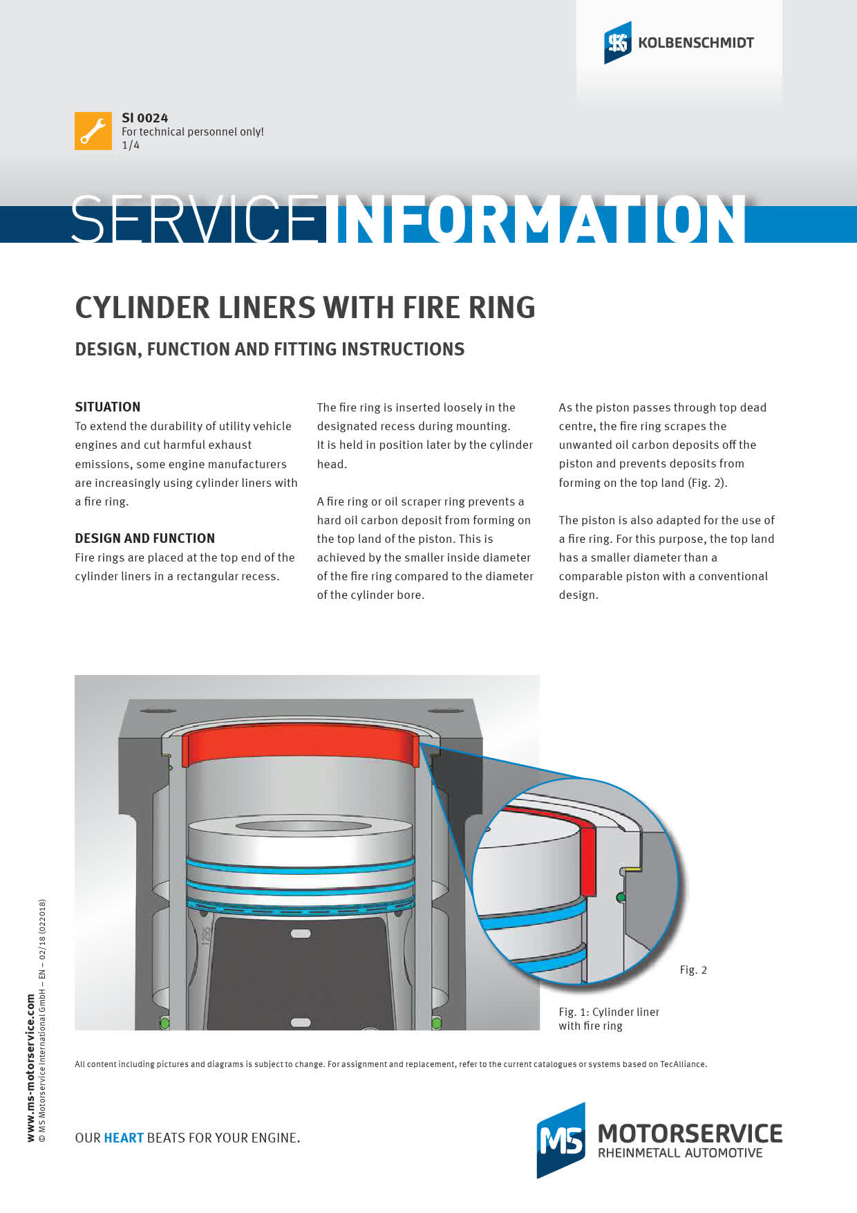 CYLINDER LINERS WITH FIRE RING - DESIGN, FUNCTION AND FITTING INSTRUCTIONS